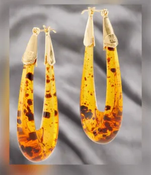 Gas Bijoux Gold And Brown Ecume Collection Hoop Earrings