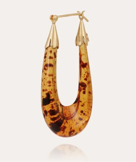 Gas Bijoux Gold And Brown Ecume Collection Hoop Earrings