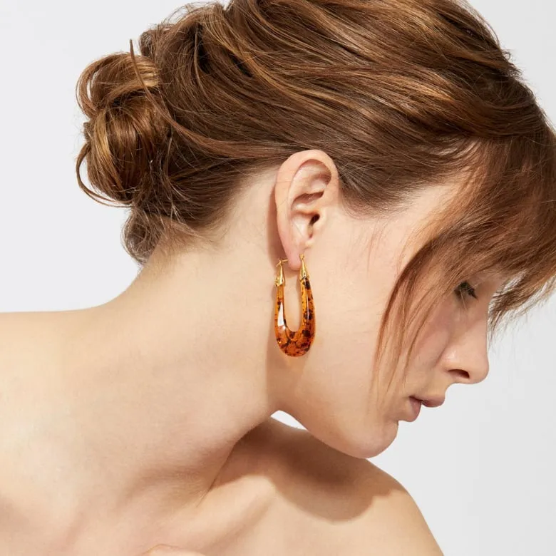 Gas Bijoux Gold And Brown Ecume Collection Hoop Earrings