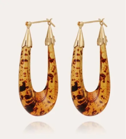 Gas Bijoux Gold And Brown Ecume Collection Hoop Earrings