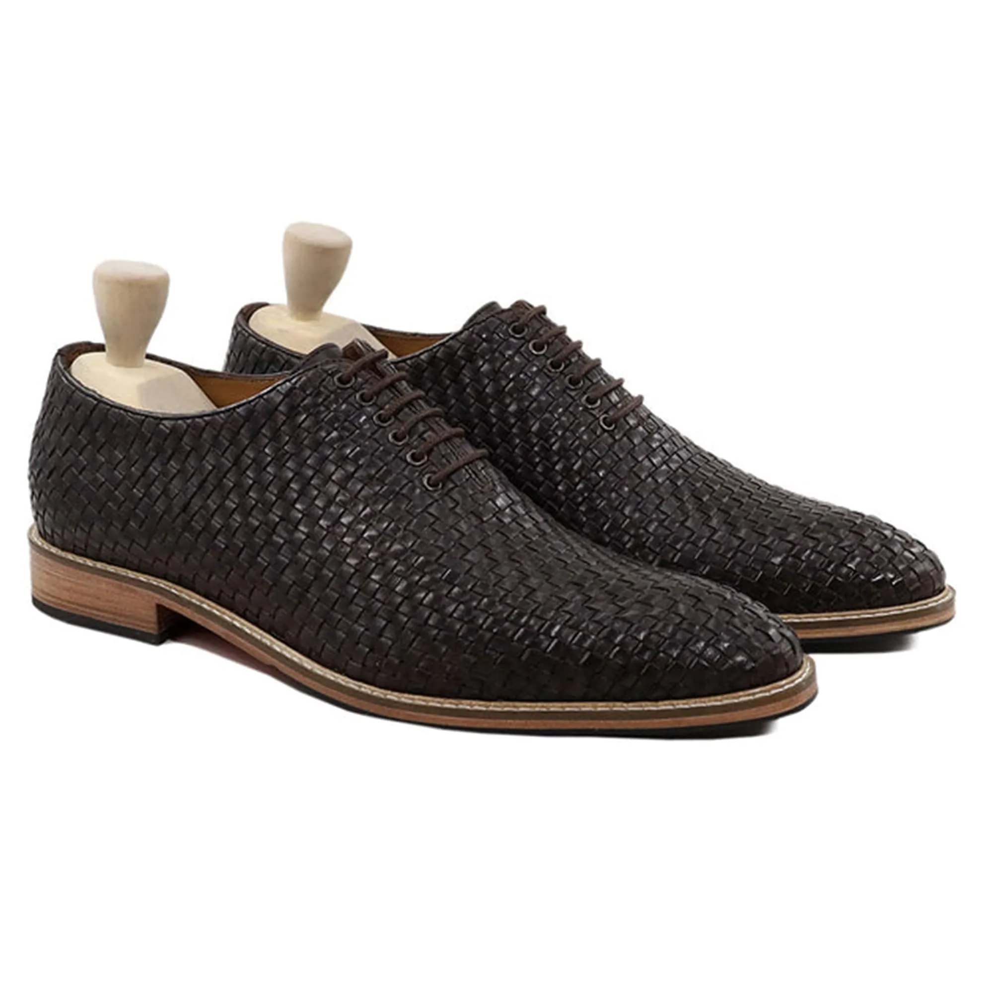 Handmade, Custom Men's Dark Brown Calf Leather Wholecut Shoes