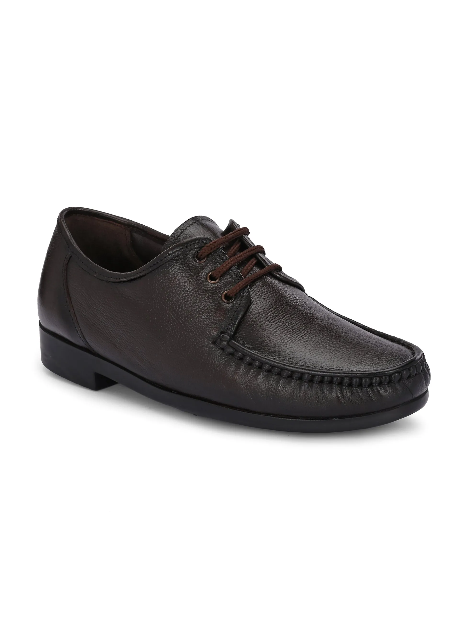 Hitz Men's Brown Leather Formal Lace Up Shoes