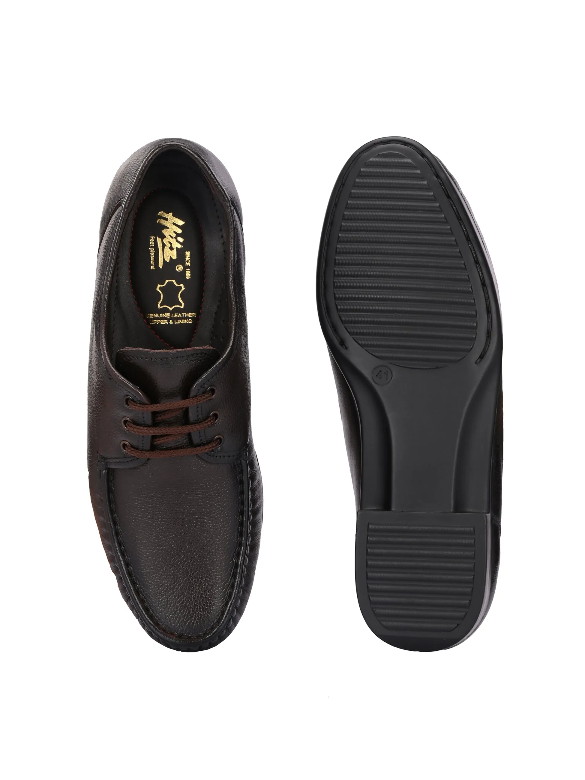 Hitz Men's Brown Leather Formal Lace Up Shoes