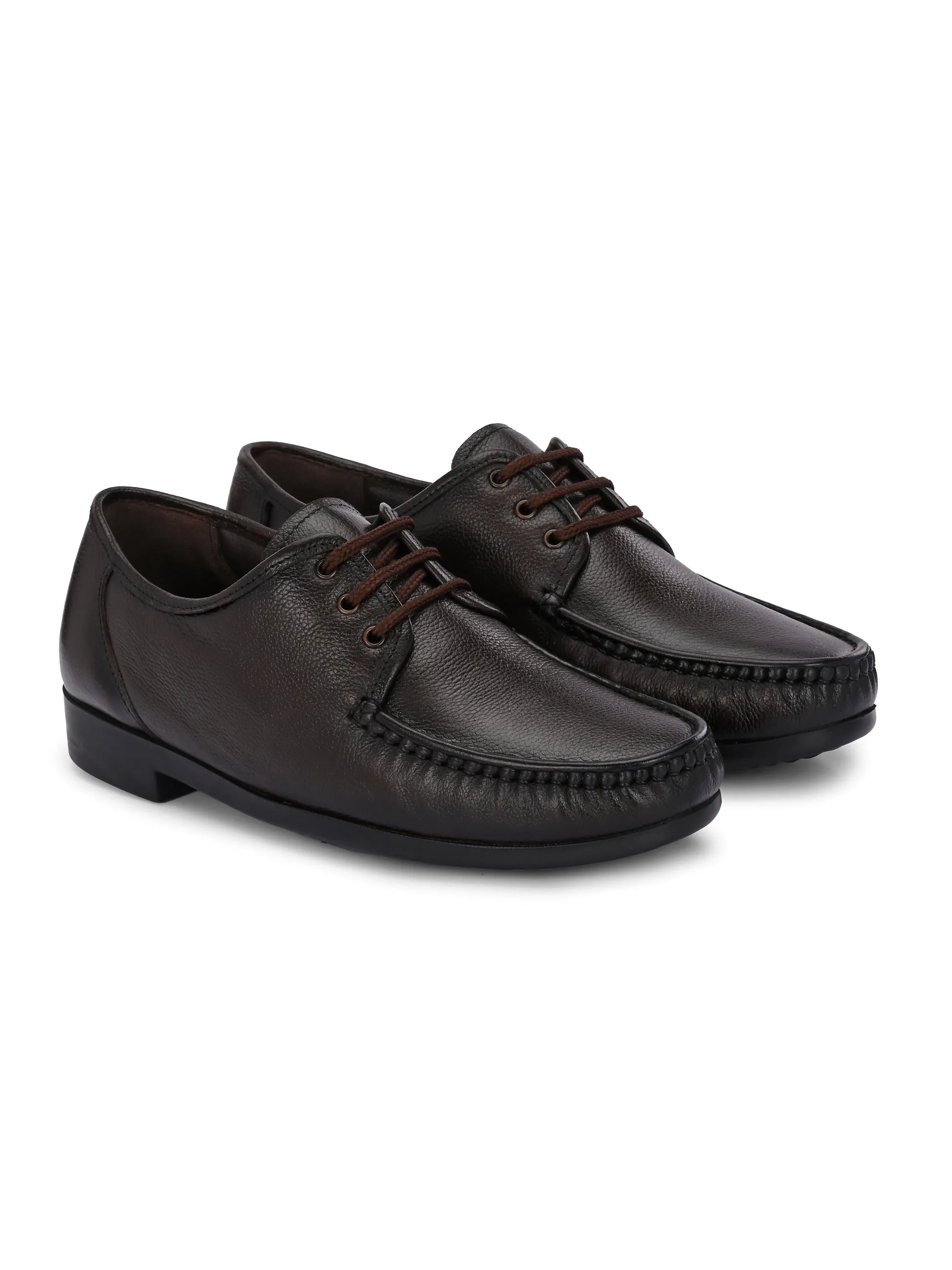 Hitz Men's Brown Leather Formal Lace Up Shoes