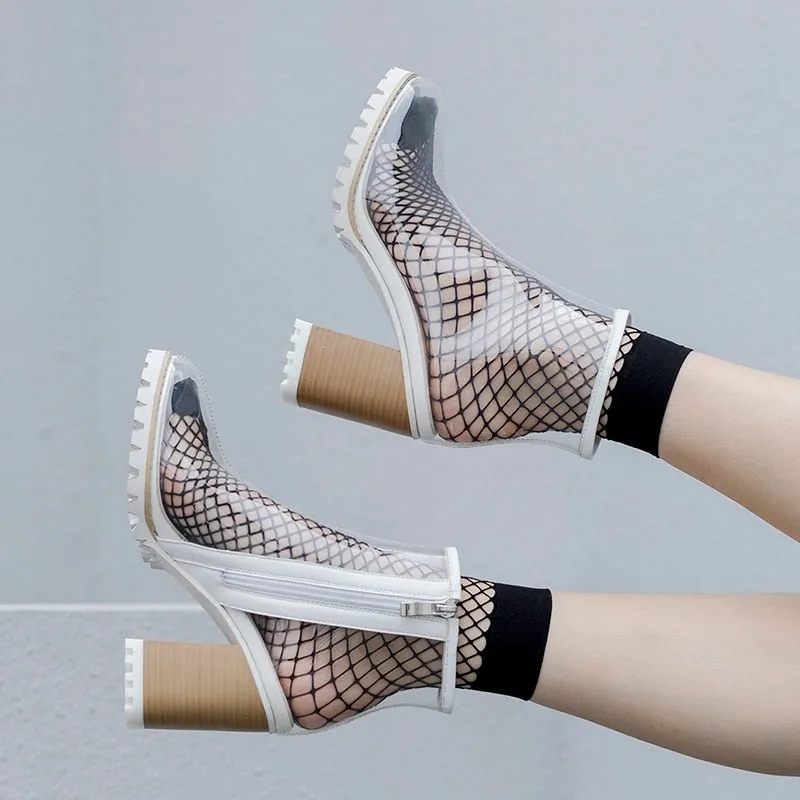 Kim Kardashian Style Sexy PVC Transparent Women Ankle Boots