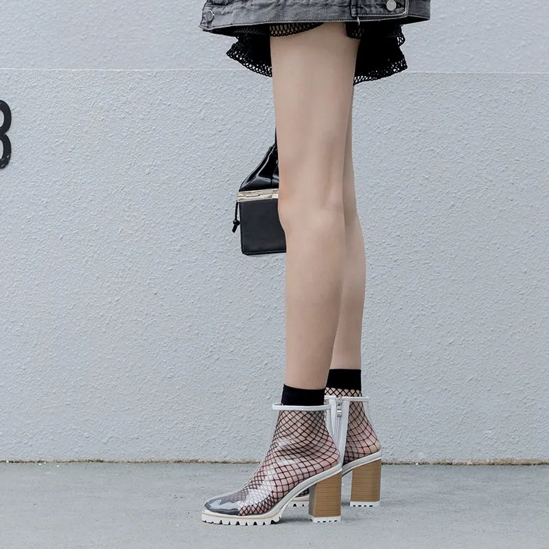 Kim Kardashian Style Sexy PVC Transparent Women Ankle Boots