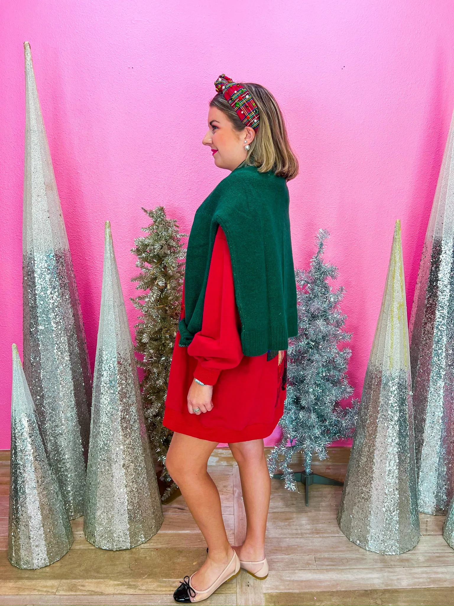 Lady Nutcracker Sweatshirt Dress - Dark Red