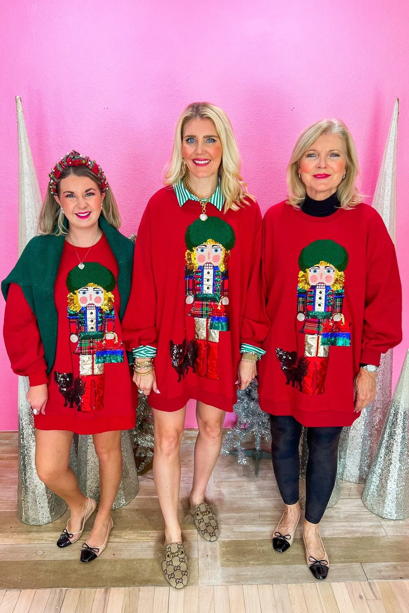 Lady Nutcracker Sweatshirt Dress - Dark Red
