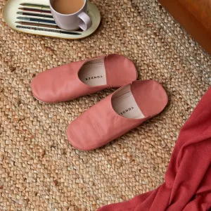Leather Babouche Slippers - Clay Pink