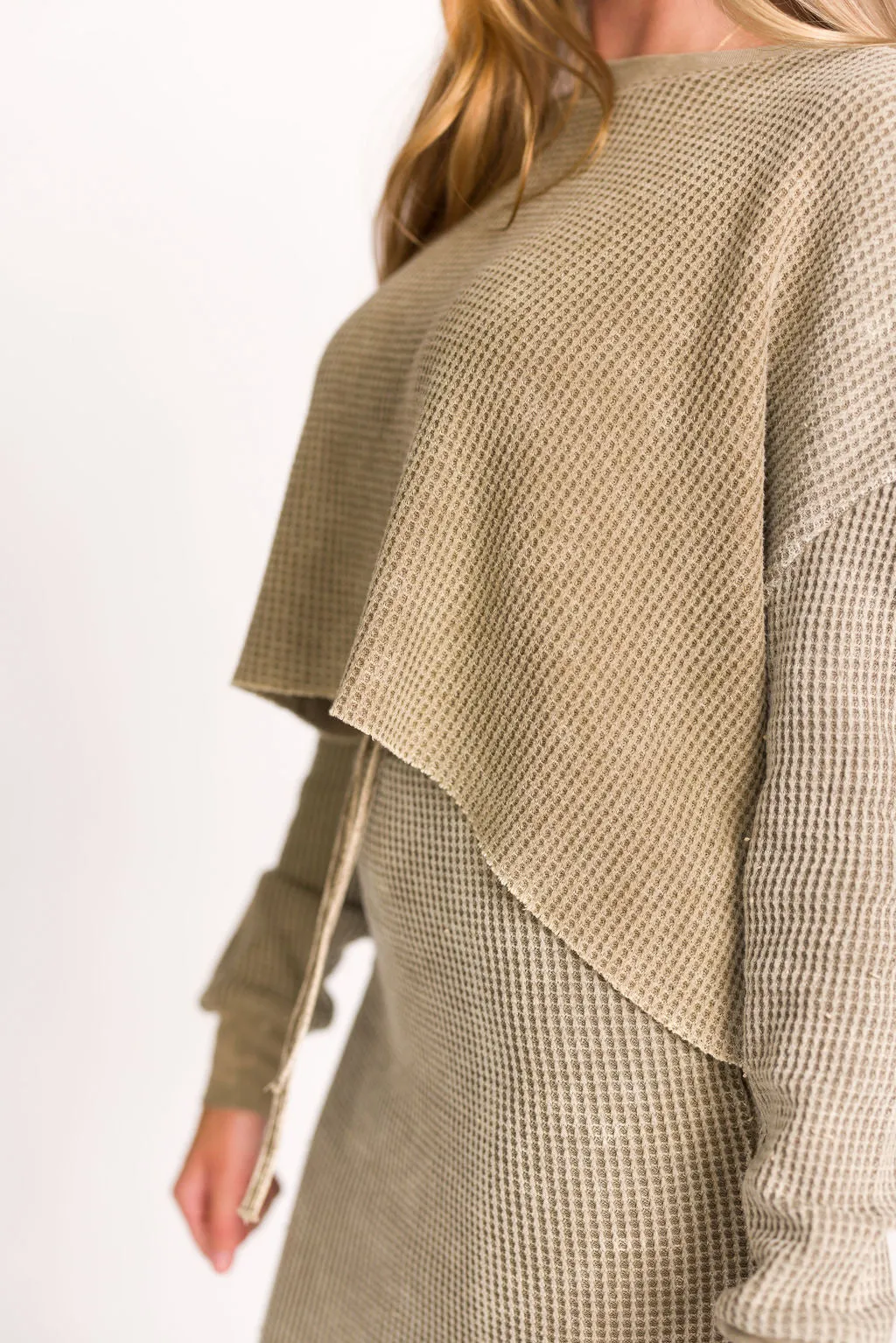Lindsey Knit Sweater Top and Skirt Set in Olive