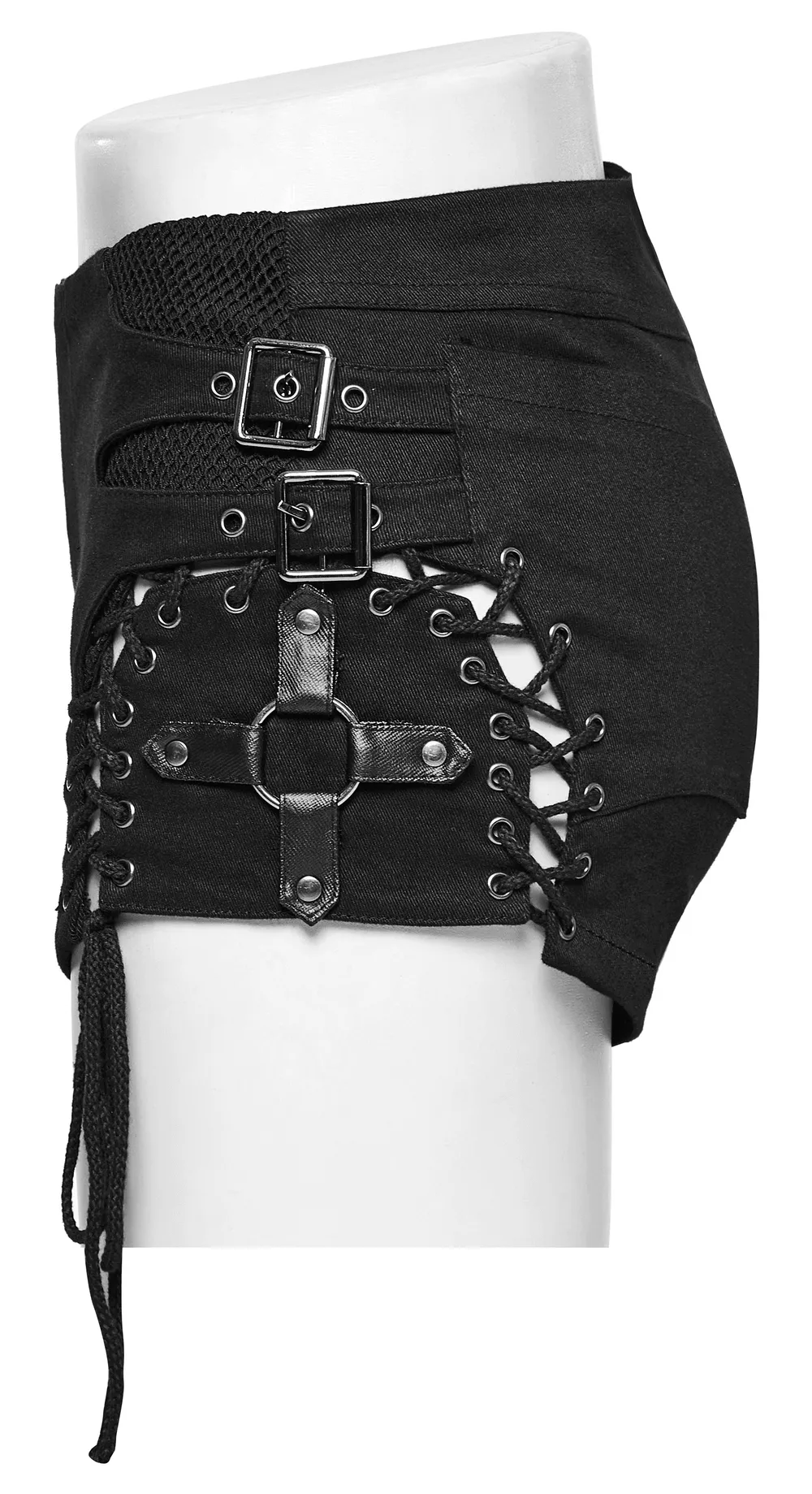 Low-Waist Gothic Women's Shorts with Side Lacing