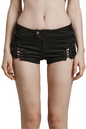 Low-Waist Gothic Women's Shorts with Side Lacing