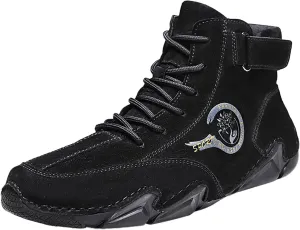 Men's Athletic Running Shoes High Top Hook Loop Short Boots Suede Lace Up Shoes Arch Support Mens Basketball Sneaker