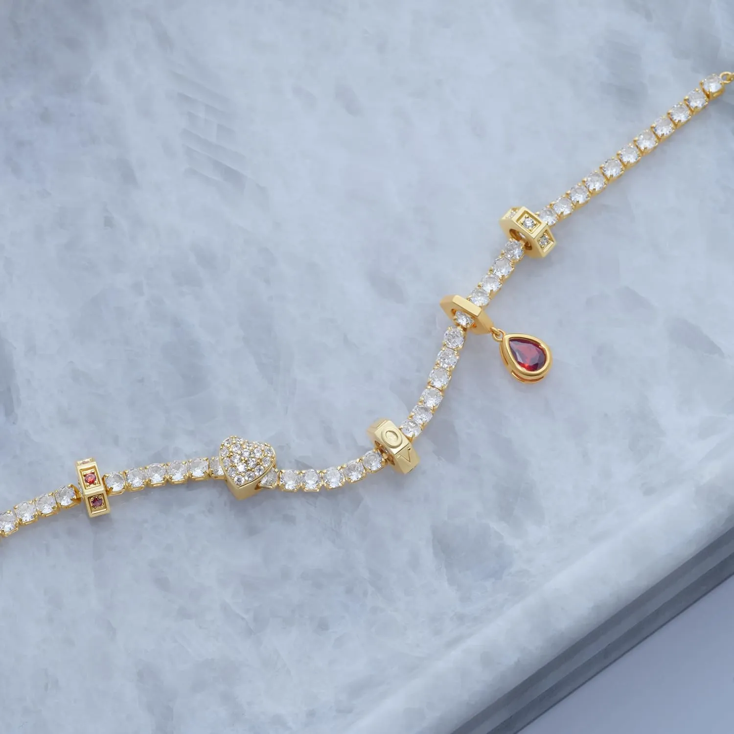 Milla Charm Bracelet and Tennis Bracelets for Women - Lobster Claw Clasp - 7 inches   1 inch extension - 14K Gold Plated or Sterling Silver Plated