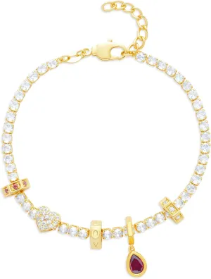 Milla Charm Bracelet and Tennis Bracelets for Women - Lobster Claw Clasp - 7 inches   1 inch extension - 14K Gold Plated or Sterling Silver Plated