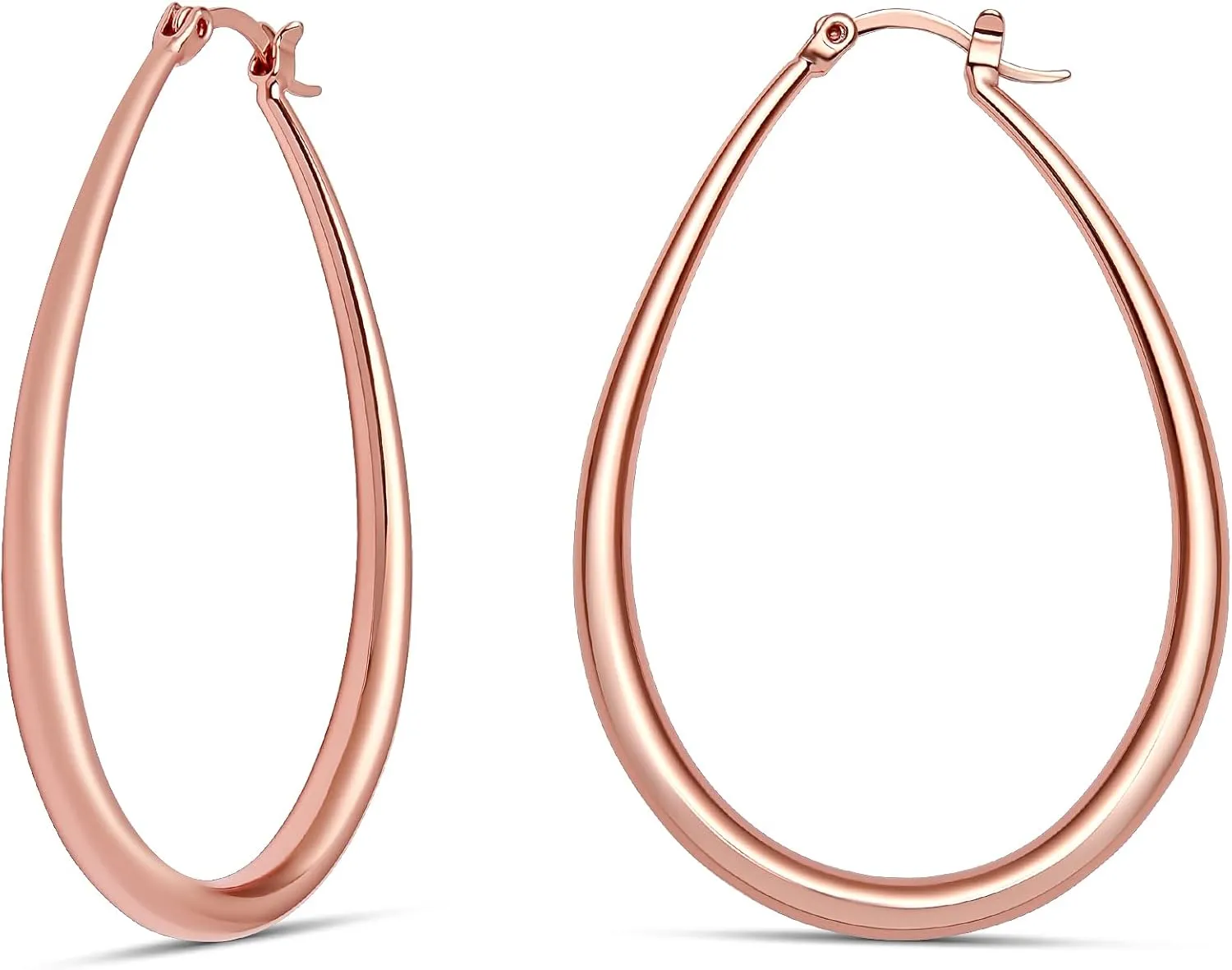 MILLA Oval Hoop Earrings - 14K Gold Plated, Rose Gold Plated and Sterling Silver Plated Hoop Earrings for Women - Hypoallergenic & Lightweight