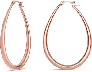 MILLA Oval Hoop Earrings - 14K Gold Plated, Rose Gold Plated and Sterling Silver Plated Hoop Earrings for Women - Hypoallergenic & Lightweight