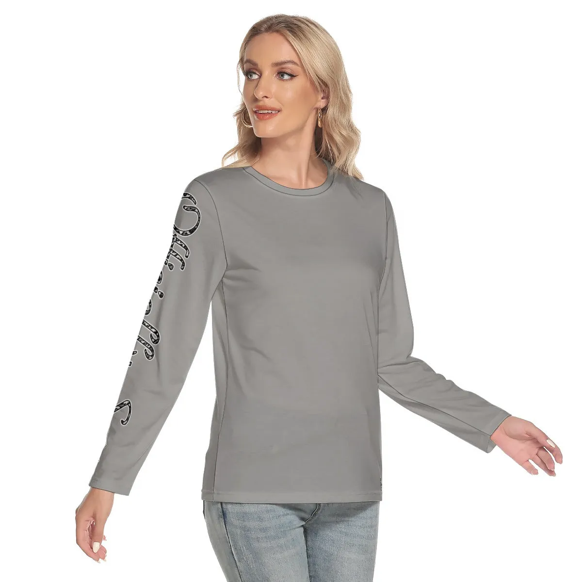 Officially Sexy Snow Leopard Print Collection Women's O-neck Long Sleeve T-shirt (English)