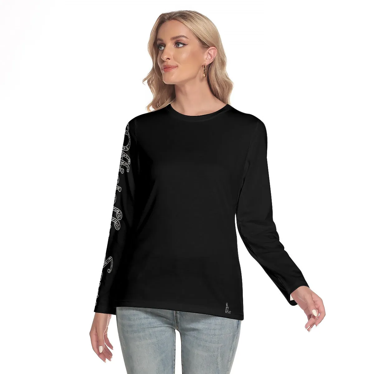 Officially Sexy Snow Leopard Print Collection Women's O-neck Long Sleeve T-shirt (English)