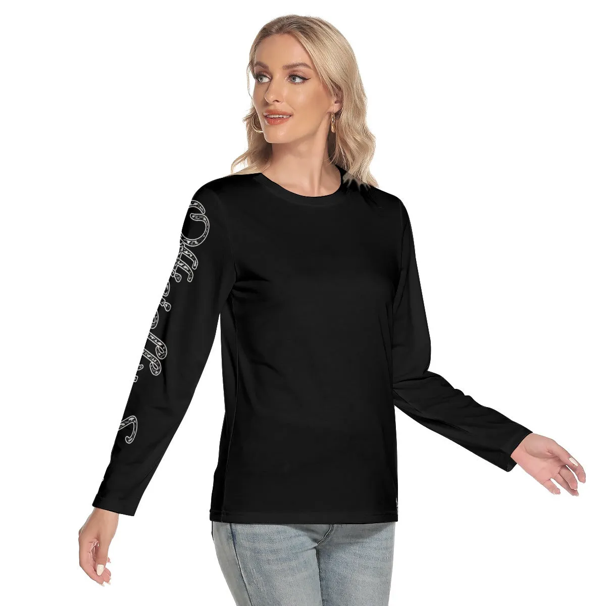 Officially Sexy Snow Leopard Print Collection Women's O-neck Long Sleeve T-shirt (English)