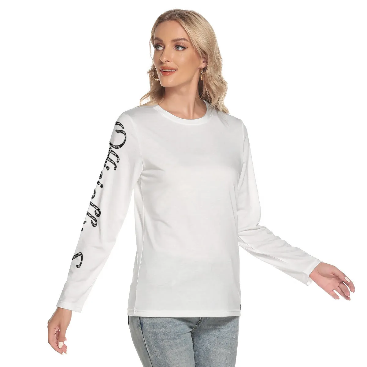 Officially Sexy Snow Leopard Print Collection Women's O-neck Long Sleeve T-shirt (English)