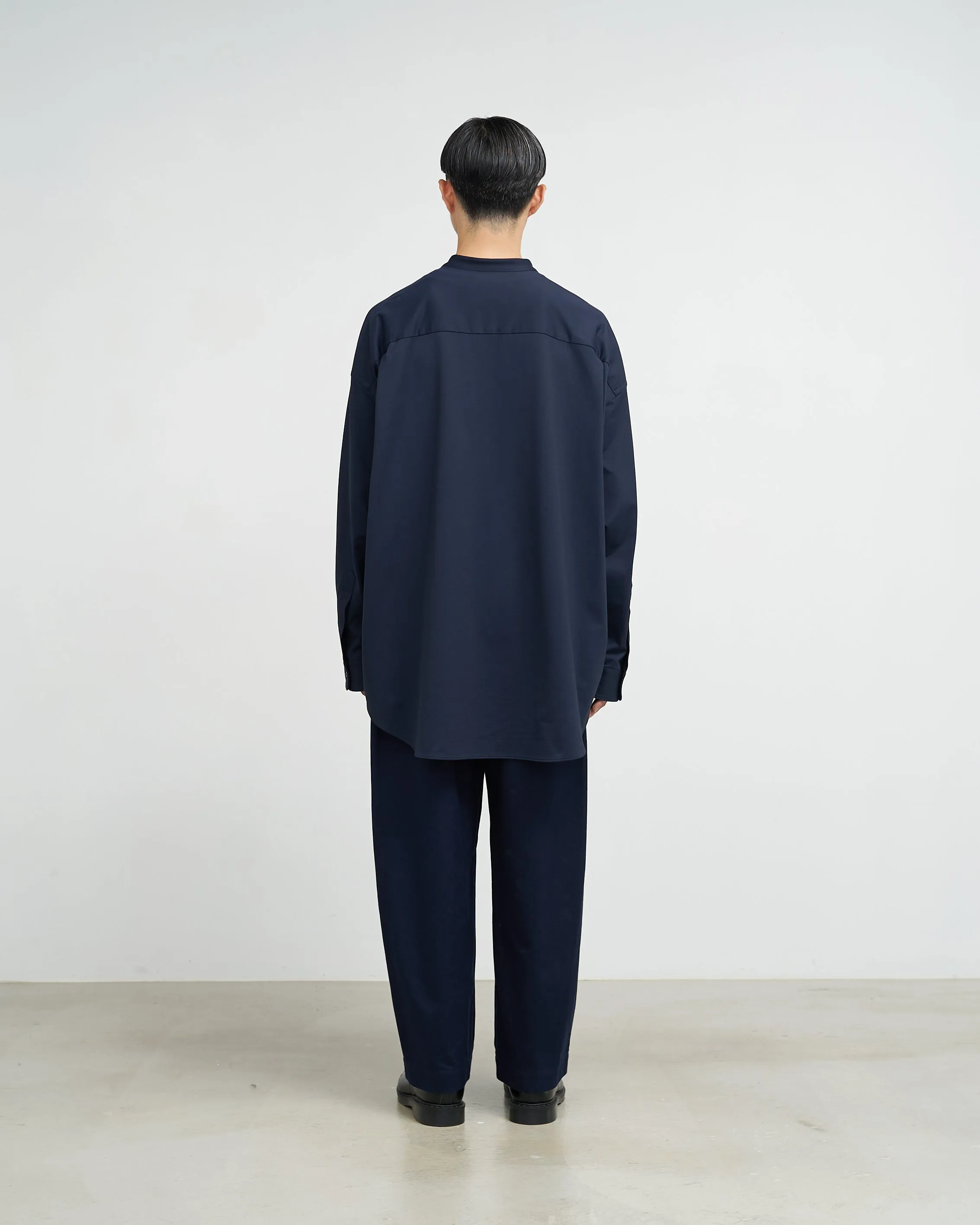 Oxford Pique Jersey L/S Oversized Band Collar Shirt