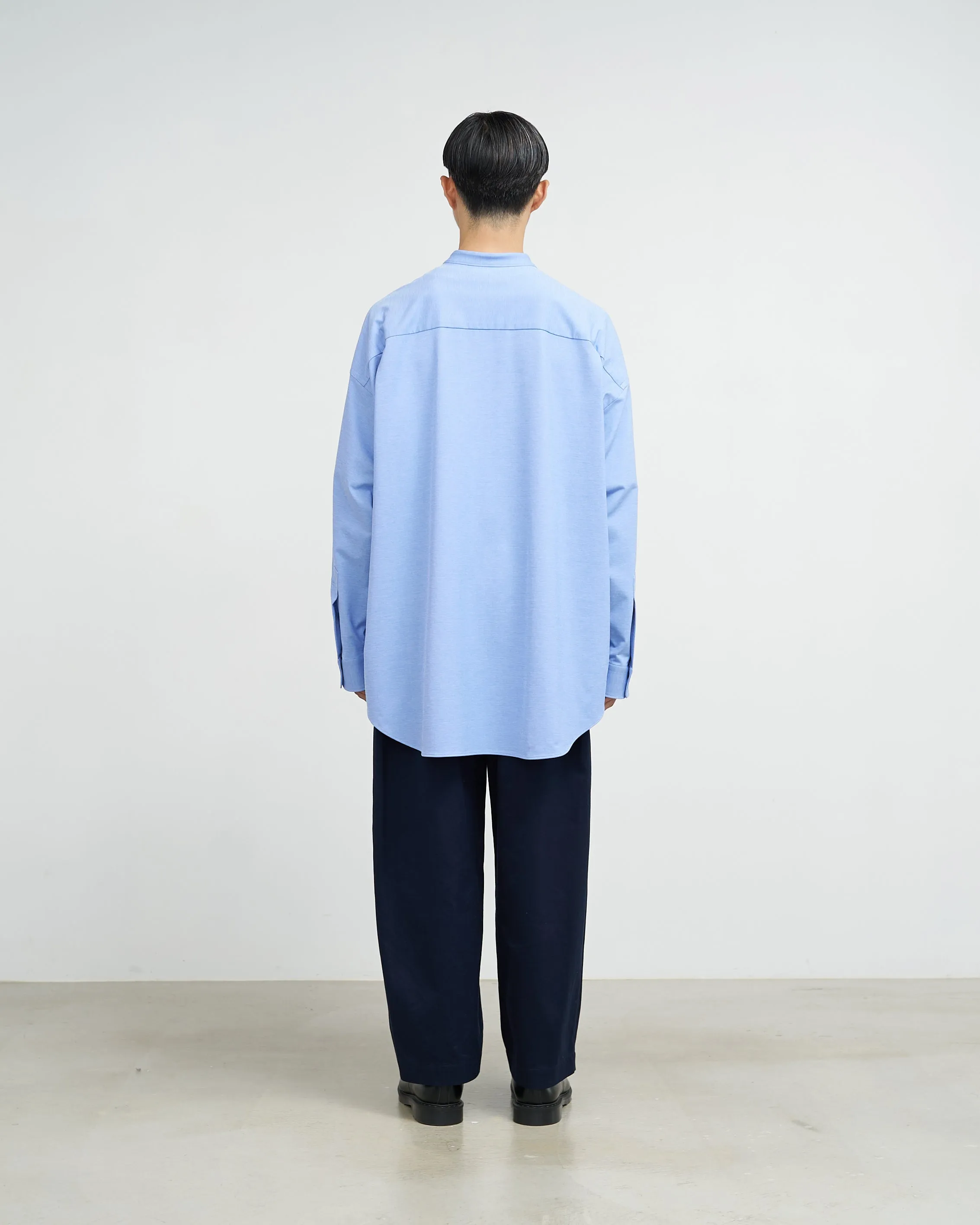 Oxford Pique Jersey L/S Oversized Band Collar Shirt
