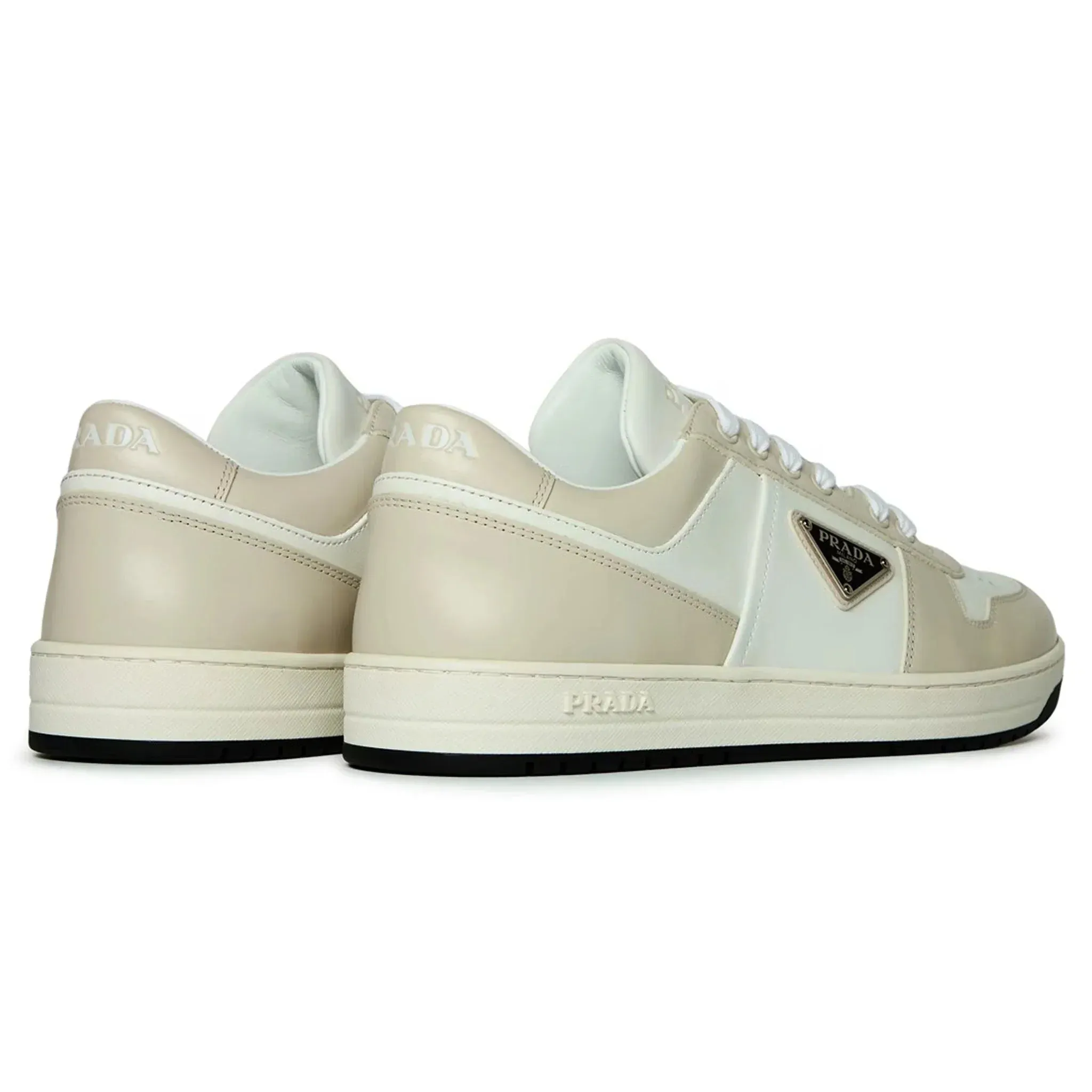 Prada Downtown Leather Low Top White Grey Sneaker