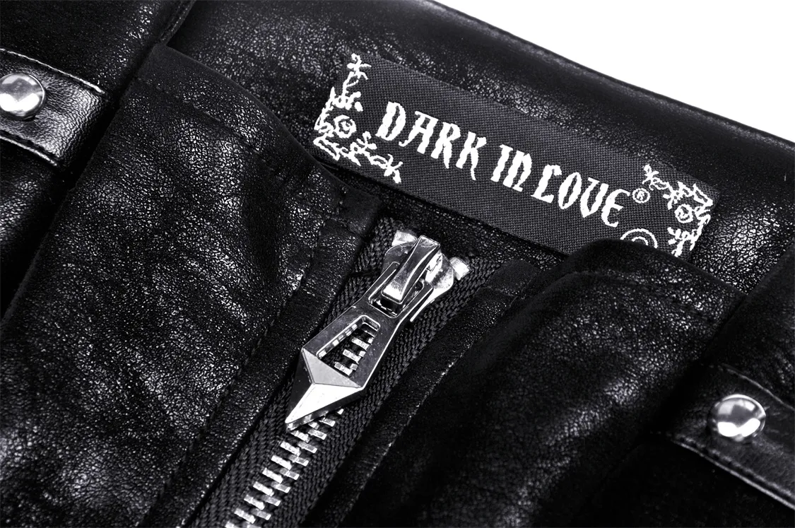 Punk Faux Leather Strap Detail Mini Dress for Women