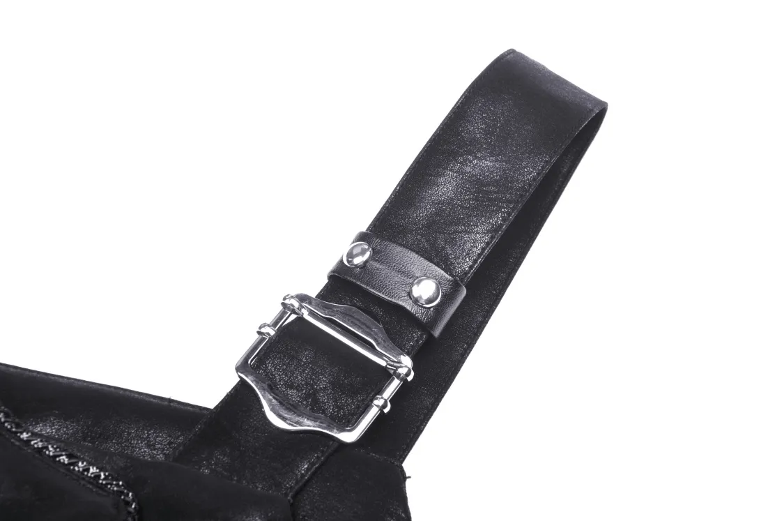 Punk Faux Leather Strap Detail Mini Dress for Women