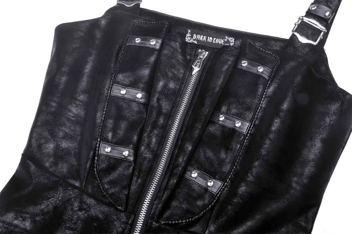 Punk Faux Leather Strap Detail Mini Dress for Women