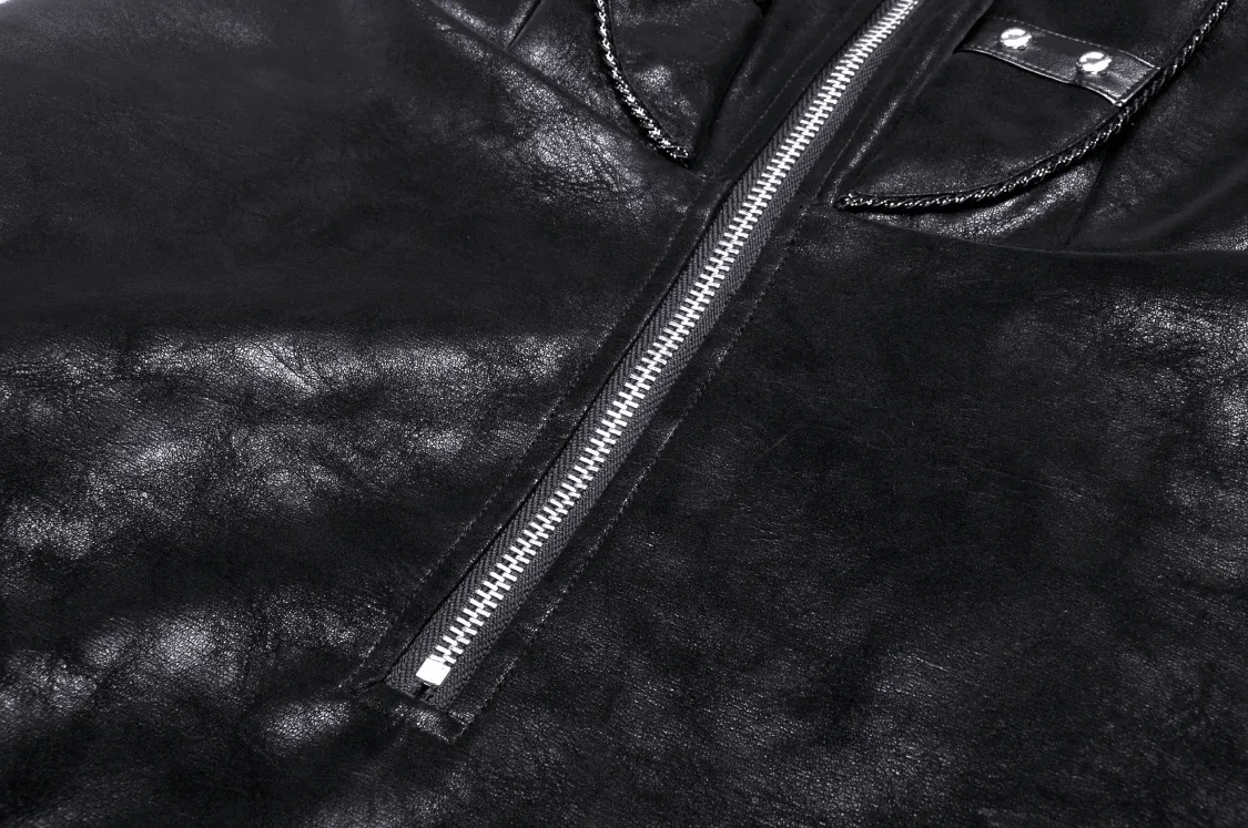 Punk Faux Leather Strap Detail Mini Dress for Women