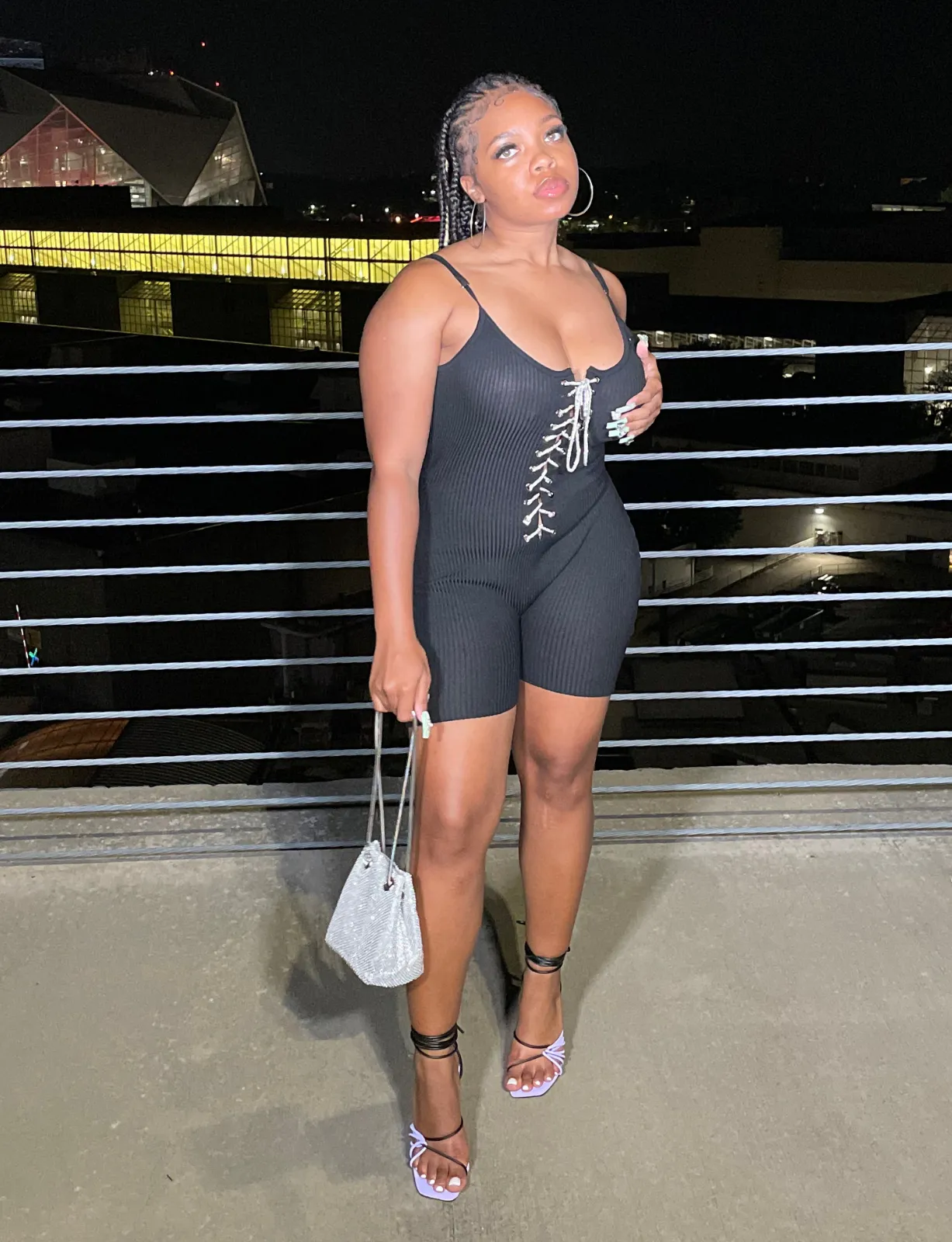 "Girls Night" Romper - Black Biker Short Romper