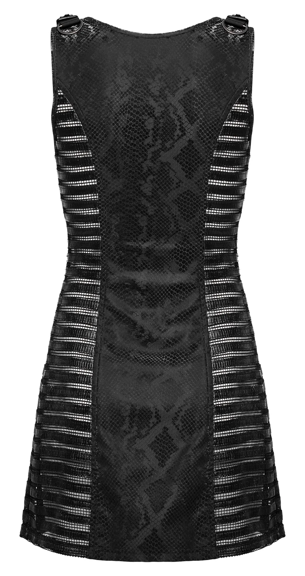 Sexy Sleeveless Black Mini Dress with Snake Print