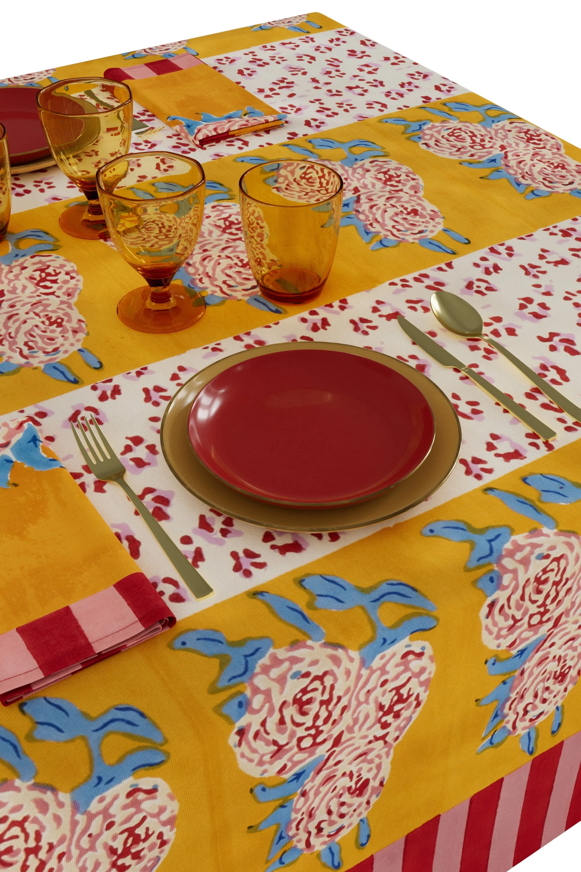 Small Rectangular Tablecloth in Gold Leopard Stripes