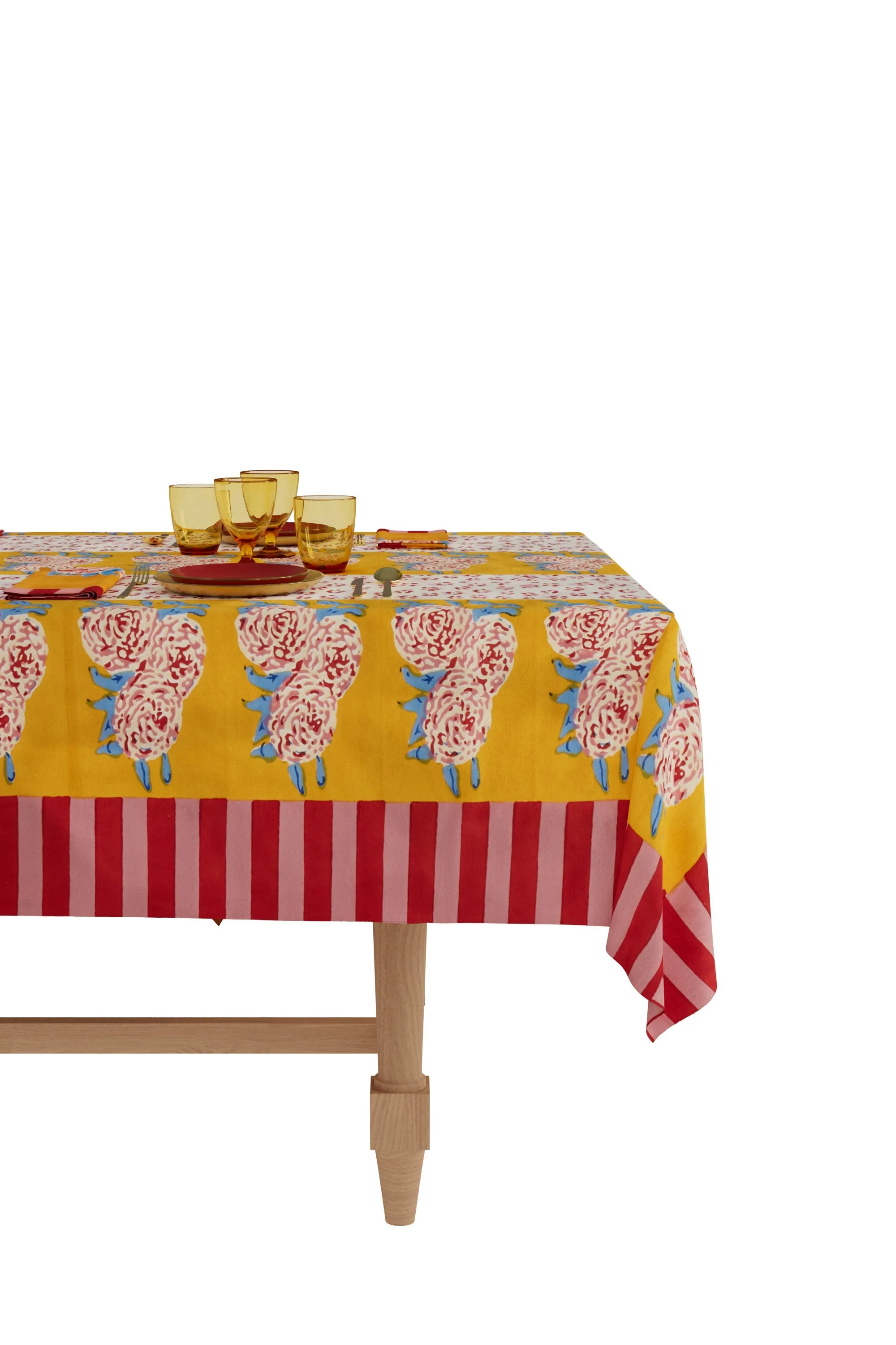 Small Rectangular Tablecloth in Gold Leopard Stripes