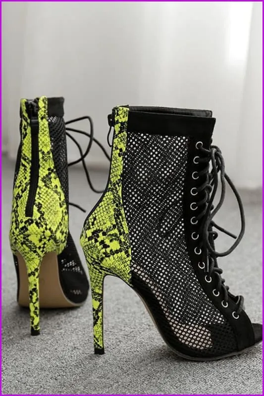 Snake Print Hollow Out Boots F266