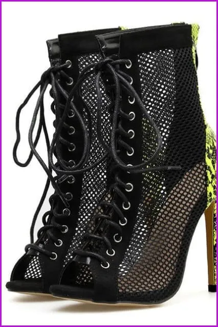 Snake Print Hollow Out Boots F266