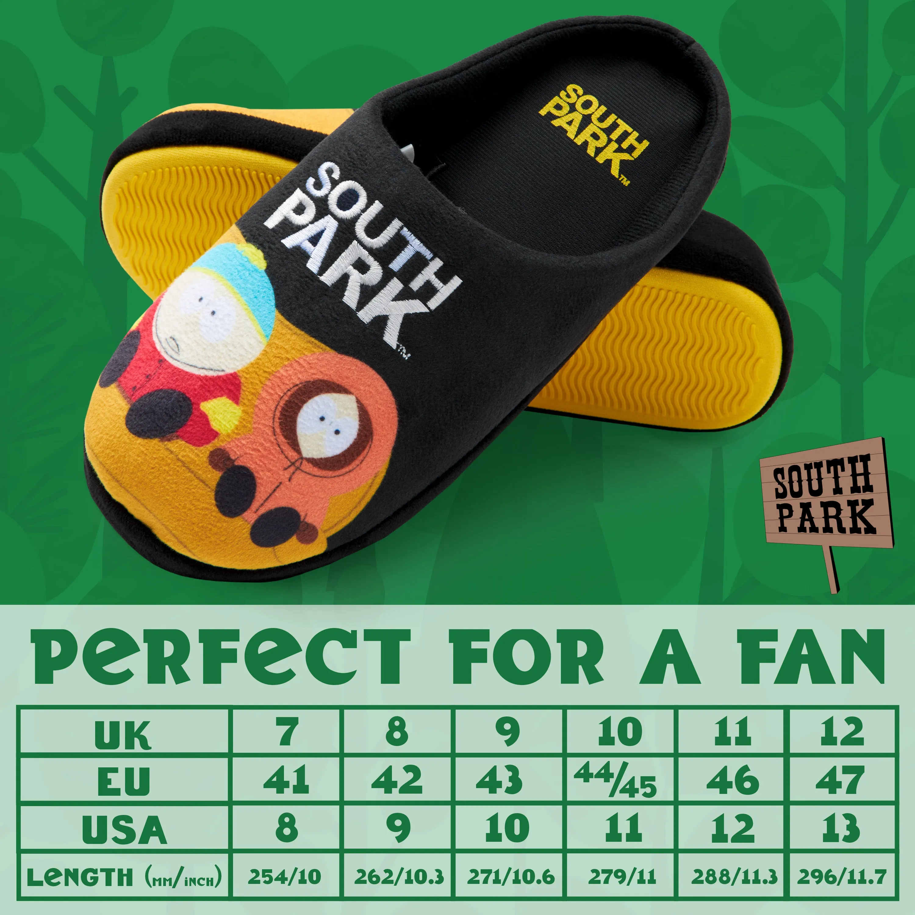 South Park Mens Mule Slippers, Non Slip Cosy