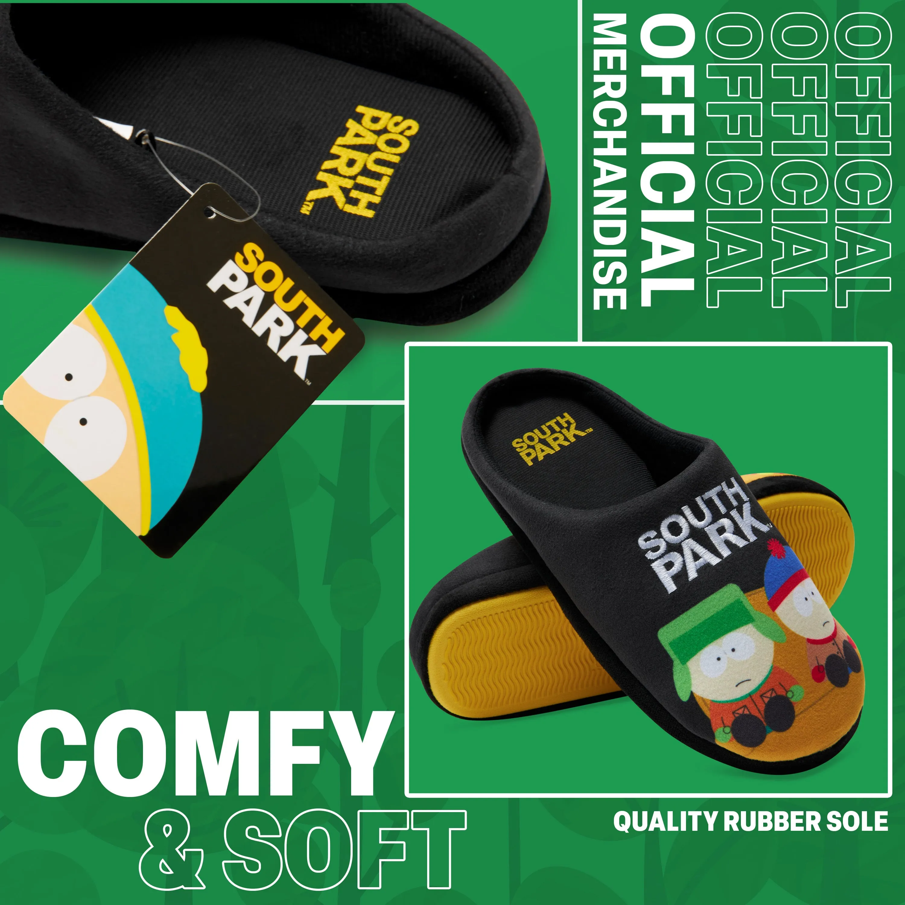 South Park Mens Mule Slippers, Non Slip Cosy