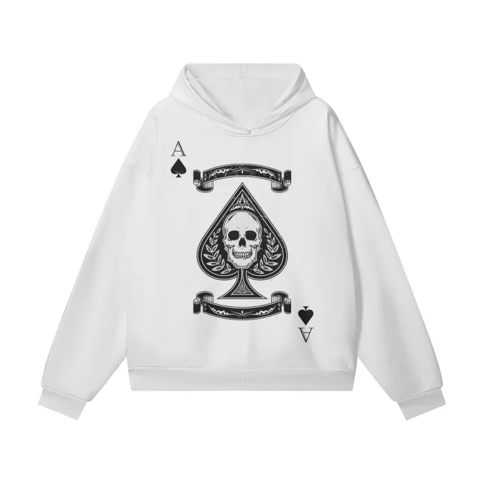 Streetwear Y2K Hoodie 460GSM Heavyweight Cotton Ace Of Spades Skull