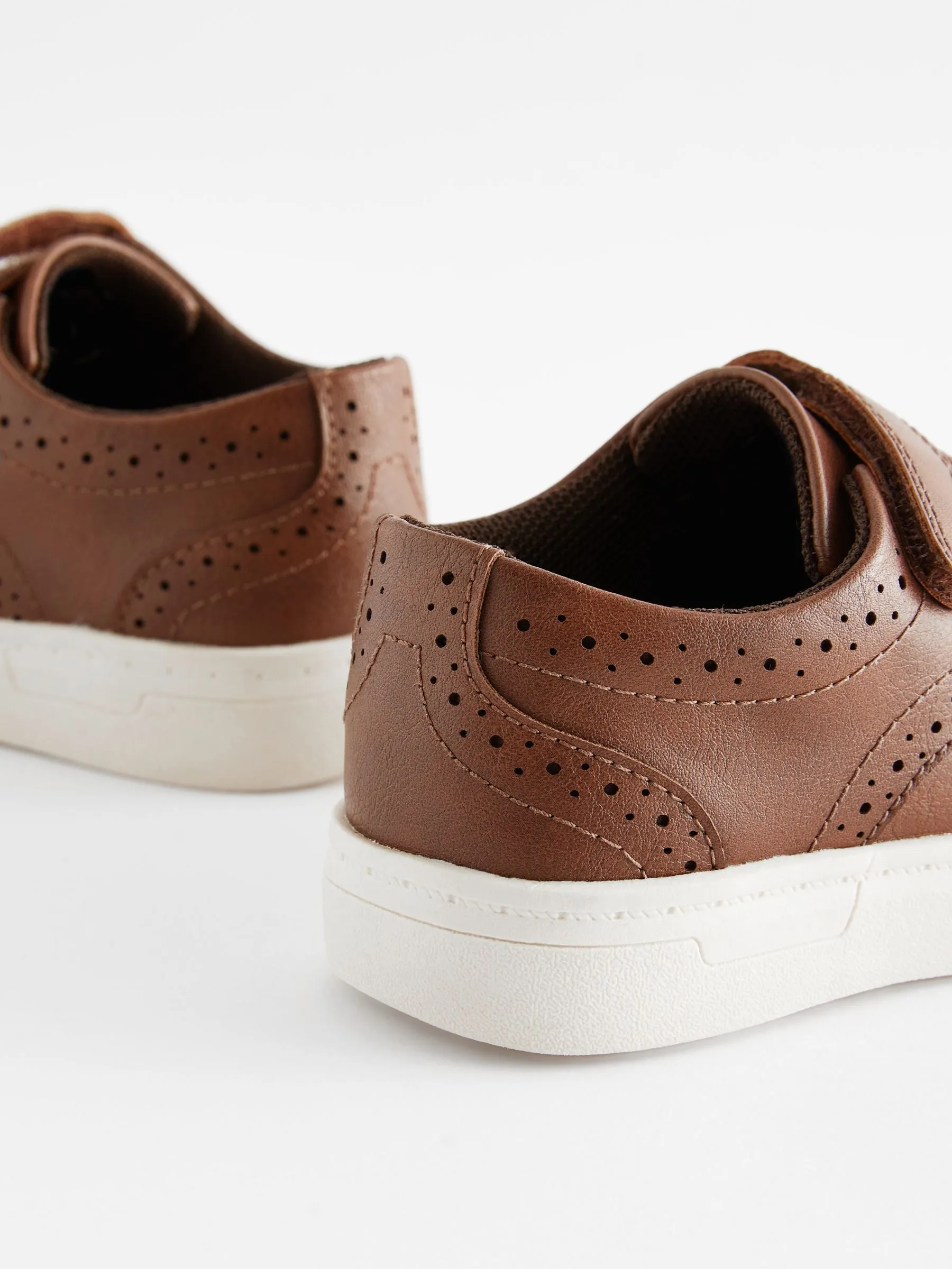 Tan Brown Standard Fit (F) Touch Fastening Brogues Shoes