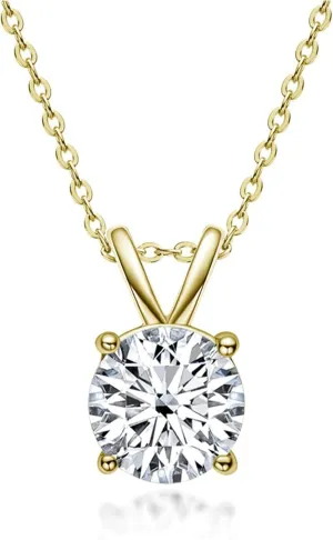 The Diamond Channel Certified LAB GROWN 0.25-2.00ct Diamond Necklace for Women, 14 Karat Solid Gold 4-Prong Diamond Necklace, Gold Diamond Necklace For Women (F-G Color, VS1-VS2 Clarity)