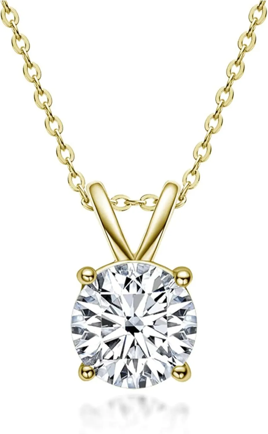 The Diamond Channel Certified LAB GROWN 0.25-2.00ct Diamond Necklace for Women, 14 Karat Solid Gold 4-Prong Diamond Necklace, Gold Diamond Necklace For Women (F-G Color, VS1-VS2 Clarity)