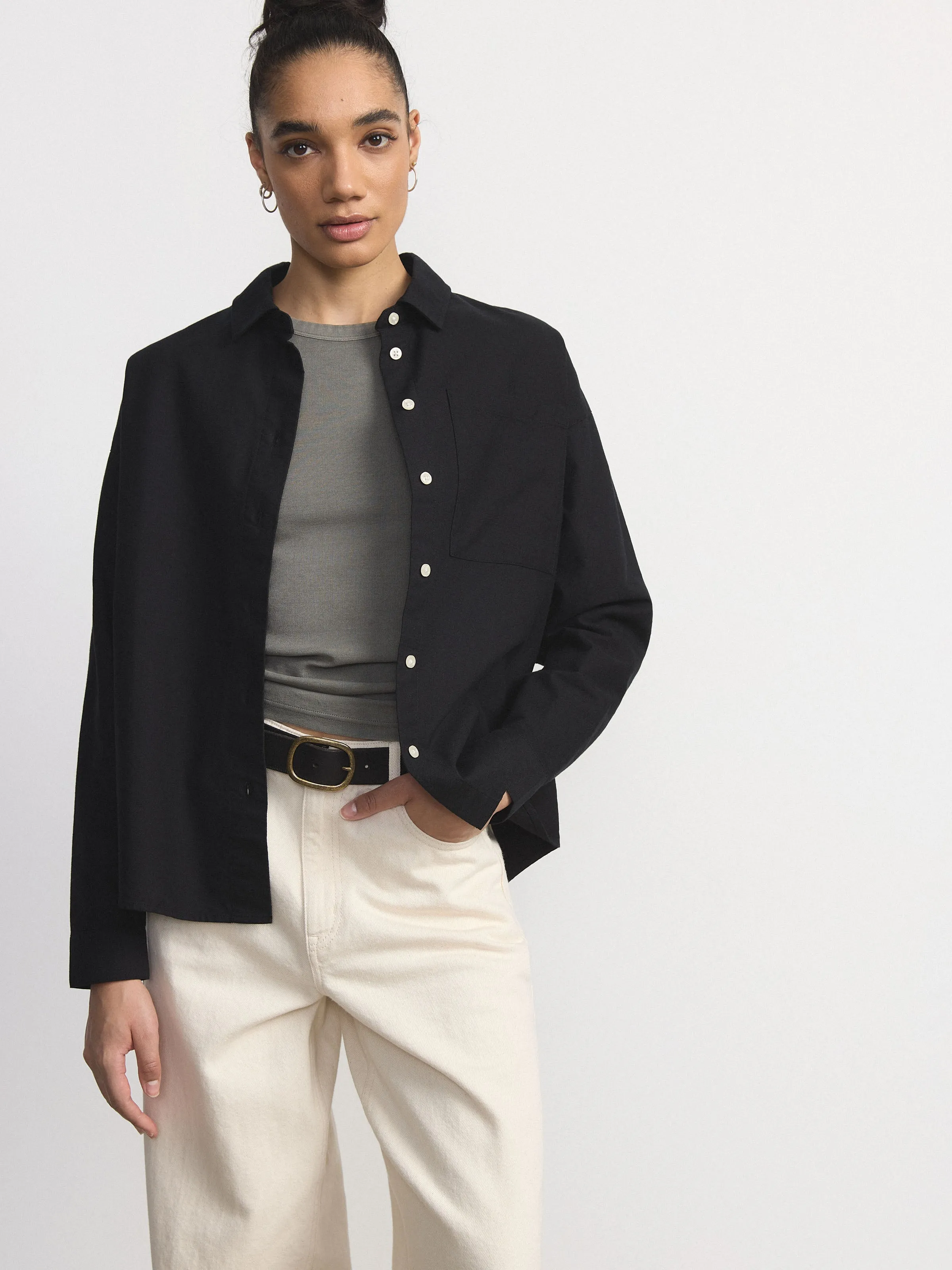 The Loose Oxford Shirt in Black