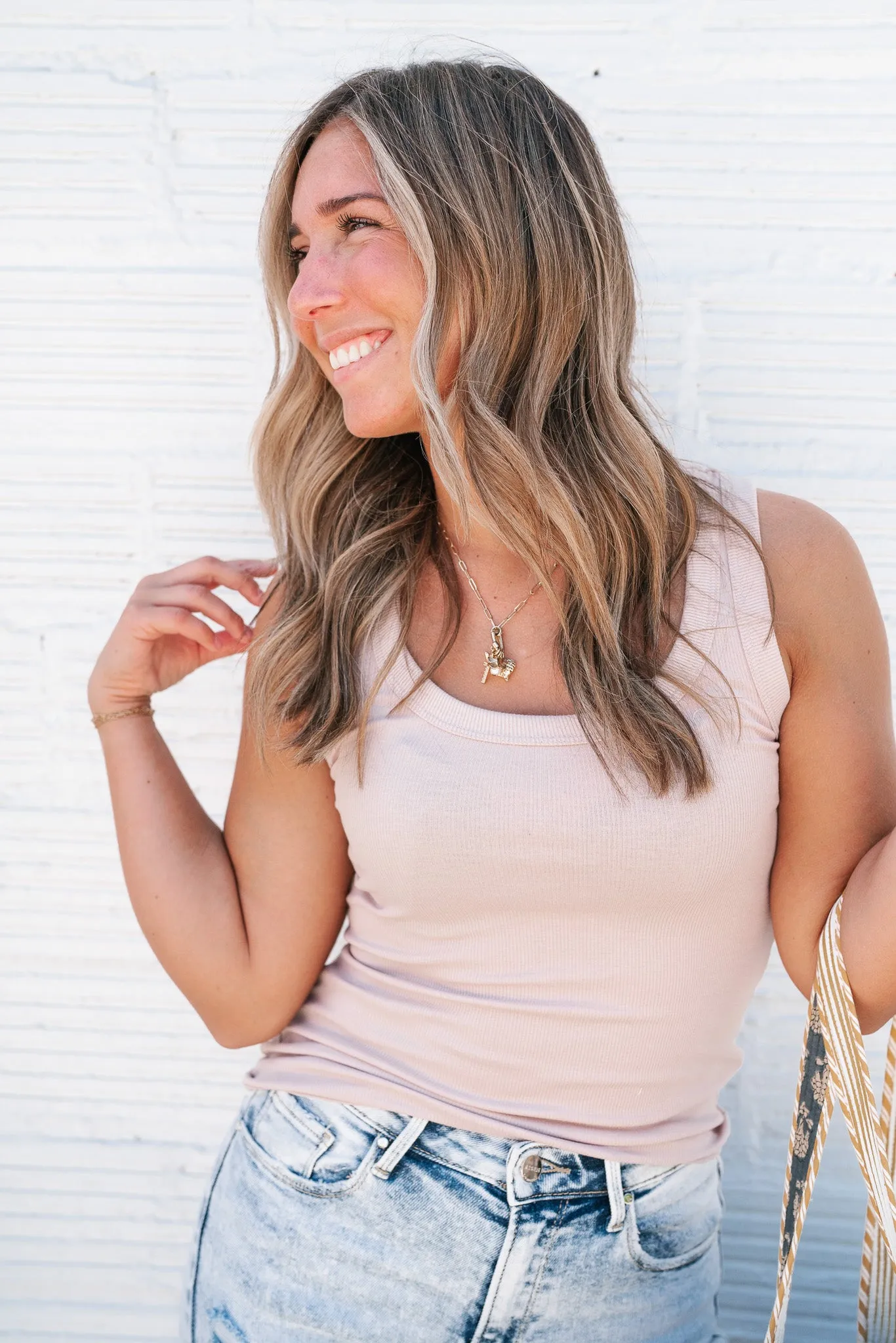 The Scoop Ribbed Tank- Taupe