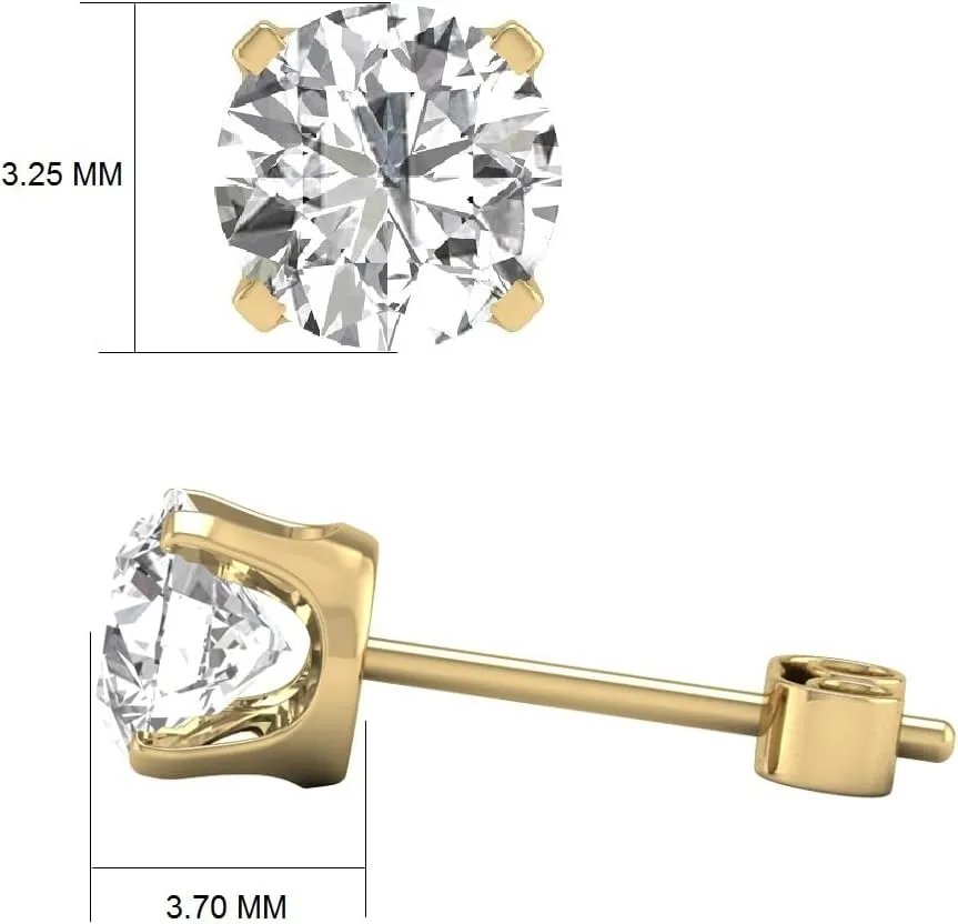 TimeLess Classics 1/4-3/4 CTW Natural Diamond Solitaire Stud Earrings For Women in 14K White and Yellow Gold - Gift For Her