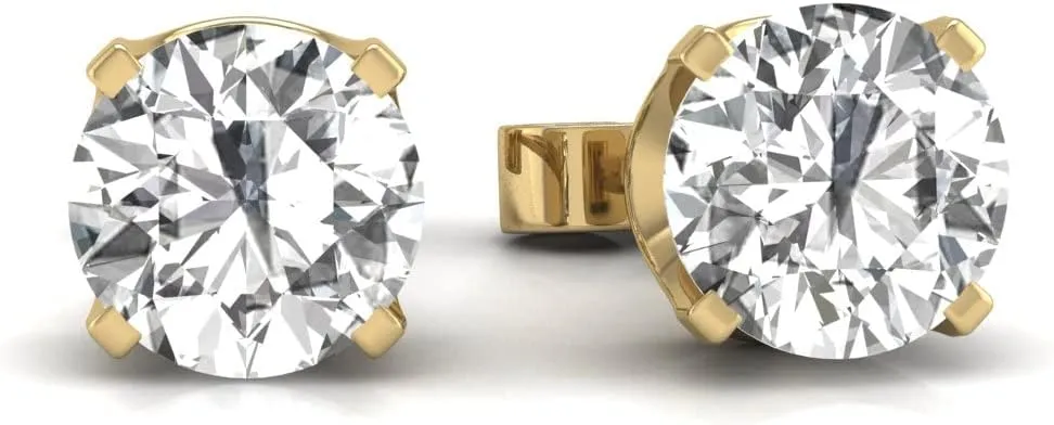 TimeLess Classics 1/4-3/4 CTW Natural Diamond Solitaire Stud Earrings For Women in 14K White and Yellow Gold - Gift For Her