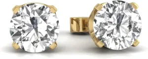 TimeLess Classics 1/4-3/4 CTW Natural Diamond Solitaire Stud Earrings For Women in 14K White and Yellow Gold - Gift For Her