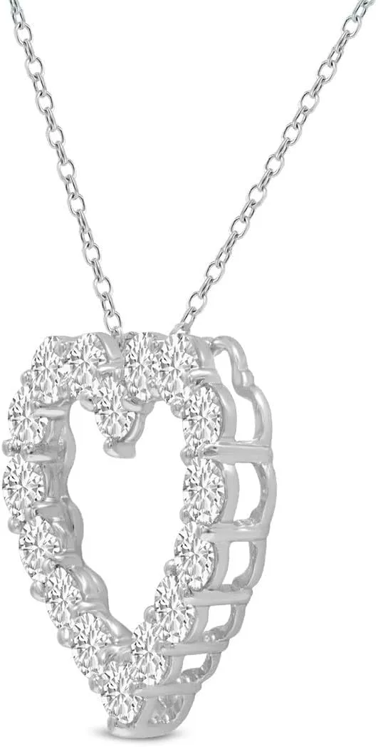 TimeLess Classics 14K Gold Lab Grown Diamond Heart Neckalce Pendant For Women From 0.50-2 CTW | Color E-F | Clarity VS1-VS2